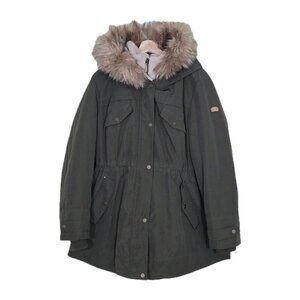Koolaburra Ugg Parka Womens XL Green Fleece Lined Faux Fur Hood Trim Warm Winter